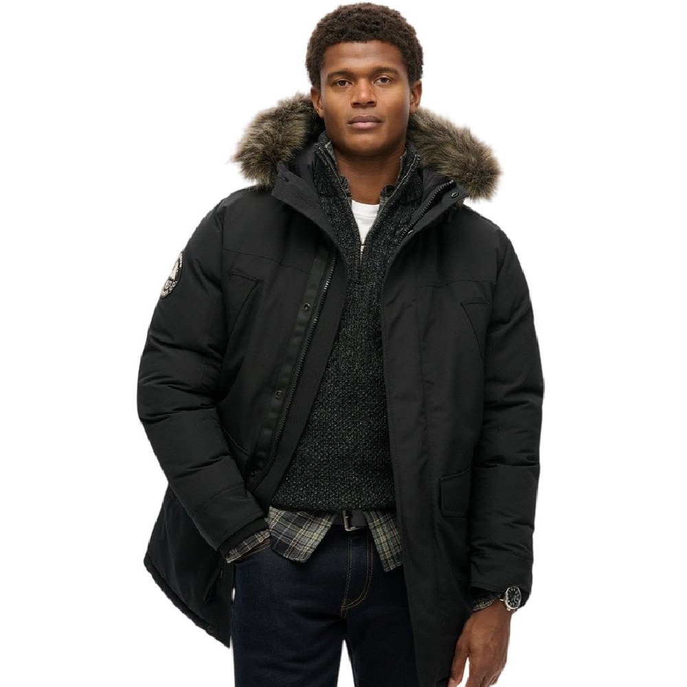 SUPERDRY D3 OVIN EVEREST FAUX FUR PARKA JACKET ΜΠΟΥΦΑΝ ΑΝΔΡΙΚΟ BLACK