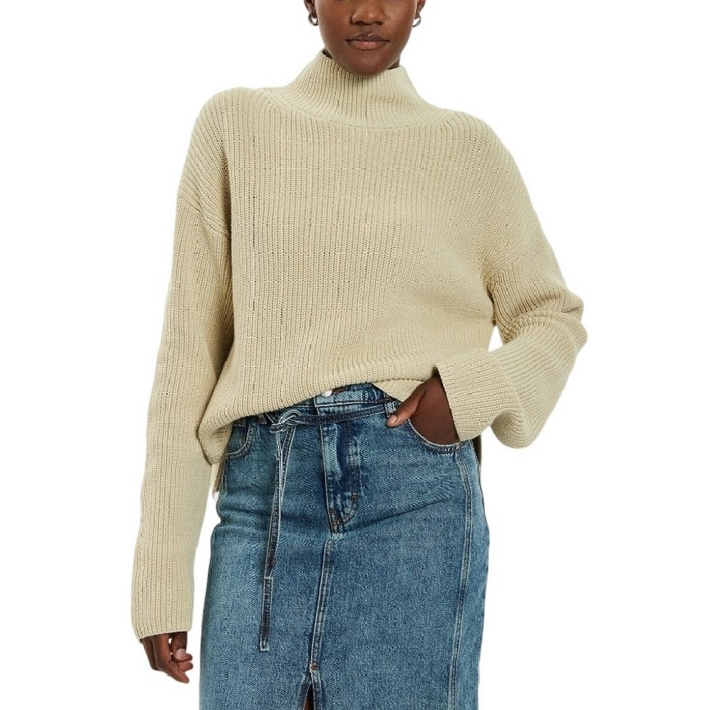 CALVIN KLEIN JEANS LOOSE HIGH NECK SWEATER ΜΠΛΟΥΖΑ ΓΥΝΑΙΚΕΙΑ BEIGE