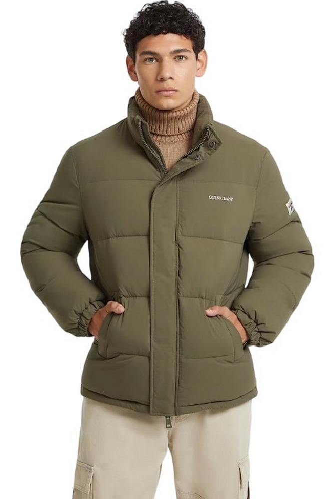 GUESS JEANS REG LENGHT PUFFER JACKET ΜΠΟΥΦΑΝ ΑΝΔΡΙΚΟ KHAKI