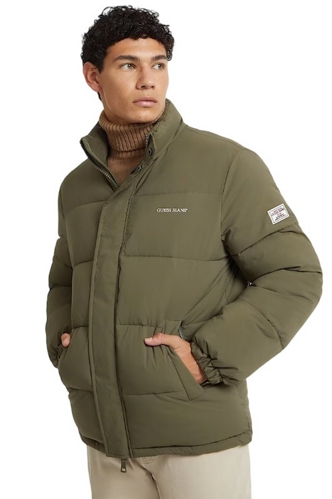 GUESS JEANS REG LENGHT PUFFER JACKET ΜΠΟΥΦΑΝ ΑΝΔΡΙΚΟ KHAKI