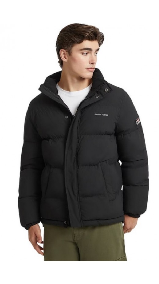 GUESS JEANS REG LENGHT PUFFER JACKET ΜΠΟΥΦΑΝ ΑΝΔΡΙΚΟ BLACK