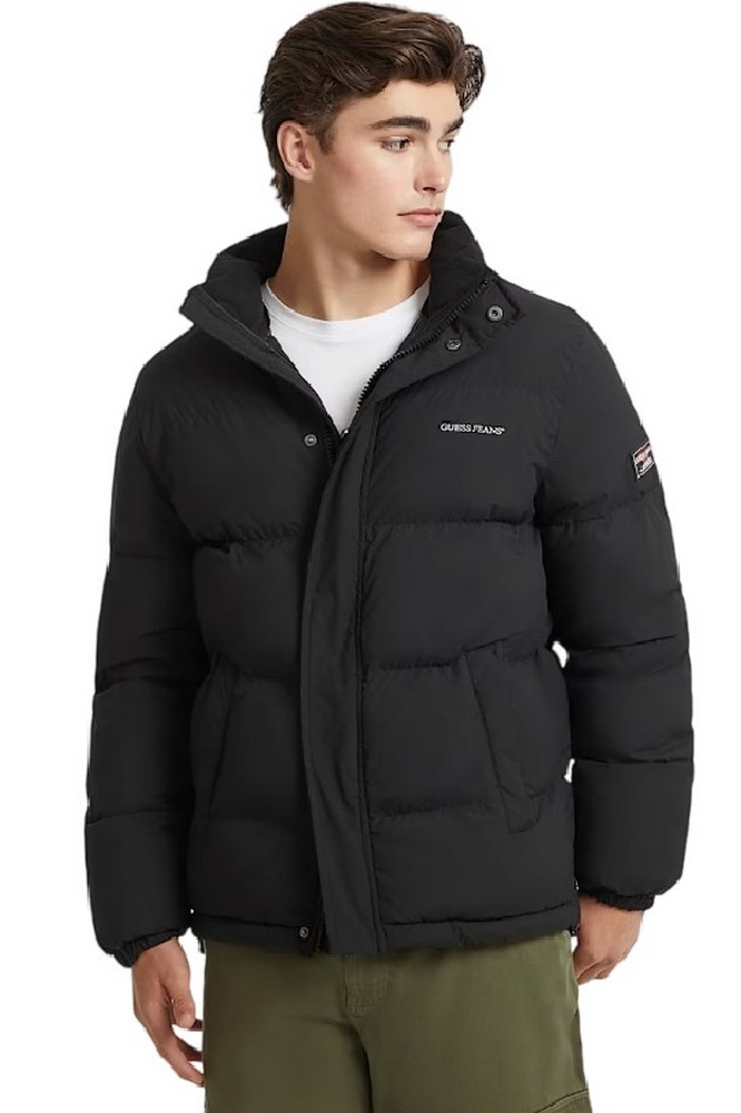 GUESS JEANS REG LENGHT PUFFER JACKET ΜΠΟΥΦΑΝ ΑΝΔΡΙΚΟ BLACK