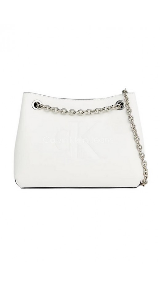 CALVIN KLEIN JEANS SHOULDER BAG ΤΣΑΝΤΑ ΓΥΝΑΙΚΕΙΑ WHITE/SILVER