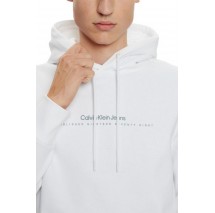 CALVIN KLEIN JEANS MINIMAL LOGO HOODIE ΦΟΥΤΕΡ ΜΠΛΟΥΖΑ ΑΝΔΡΙΚΗ BRIGHT WHITE