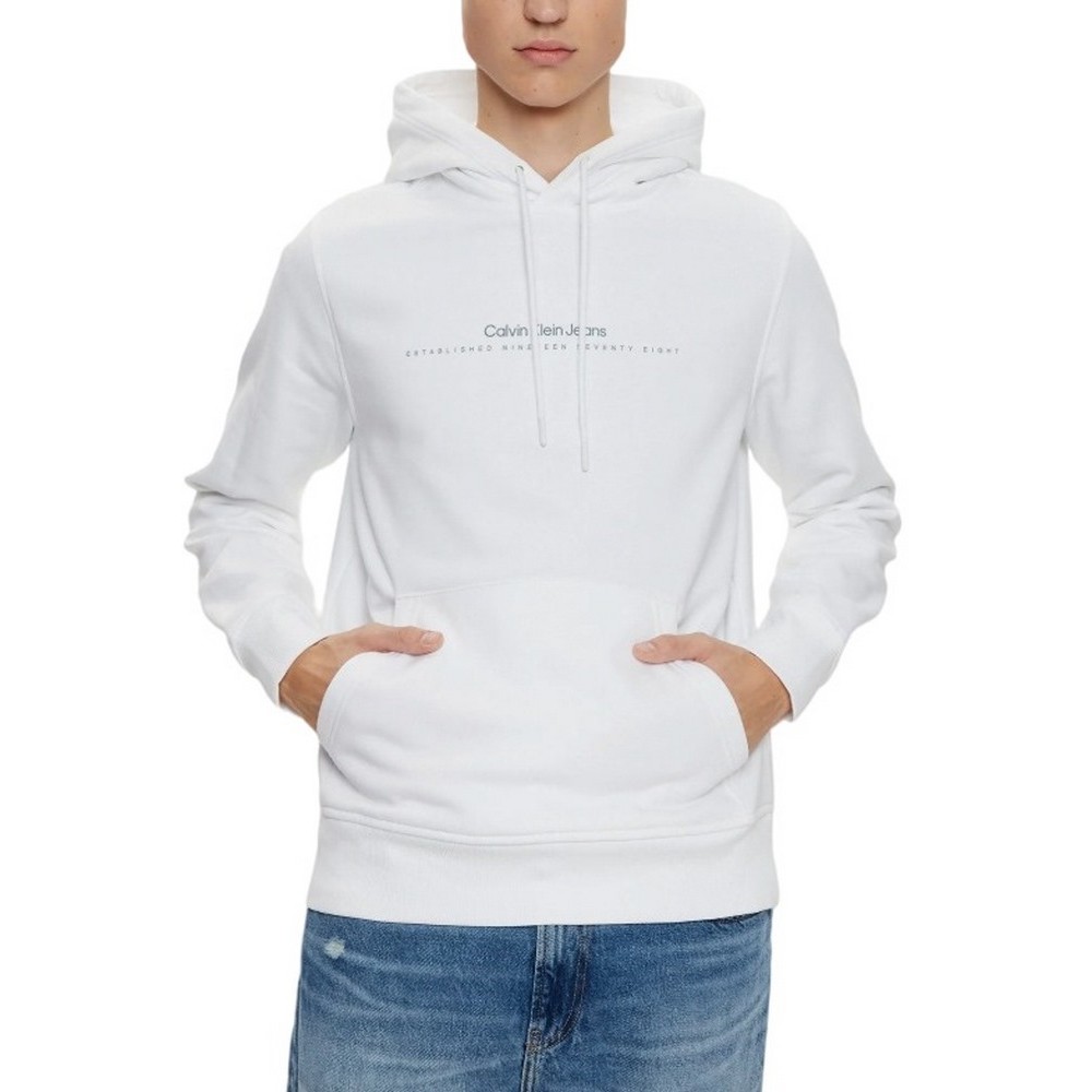 CALVIN KLEIN JEANS MINIMAL LOGO HOODIE ΦΟΥΤΕΡ ΜΠΛΟΥΖΑ ΑΝΔΡΙΚΗ BRIGHT WHITE