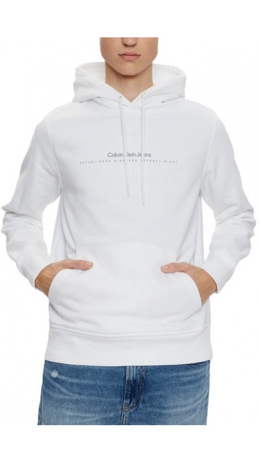 CALVIN KLEIN JEANS MINIMAL LOGO HOODIE ΦΟΥΤΕΡ ΜΠΛΟΥΖΑ ΑΝΔΡΙΚΗ BRIGHT WHITE