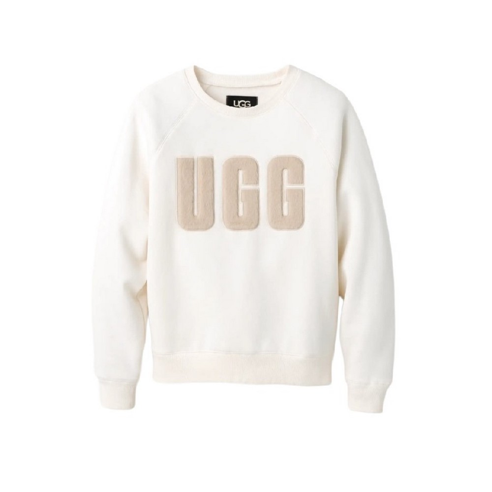 UGG MADELINE FUZZY LOGO CREWNECK ΜΠΛΟΥΖΑ ΦΟΥΤΕΡ ΓΥΝΑΙΚΕΙΑ WHITE