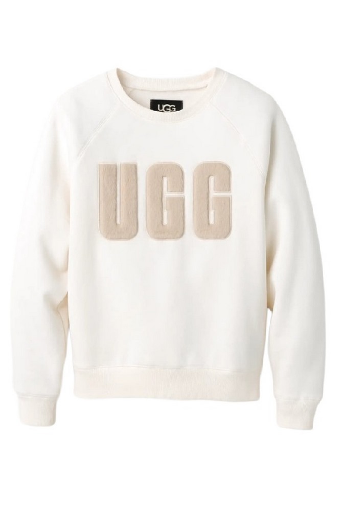 UGG MADELINE FUZZY LOGO CREWNECK ΜΠΛΟΥΖΑ ΦΟΥΤΕΡ ΓΥΝΑΙΚΕΙΑ WHITE