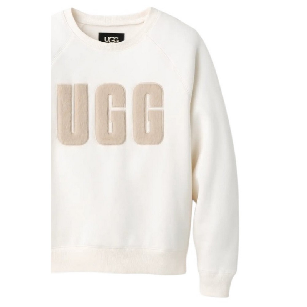 UGG MADELINE FUZZY LOGO CREWNECK ΜΠΛΟΥΖΑ ΦΟΥΤΕΡ ΓΥΝΑΙΚΕΙΑ WHITE