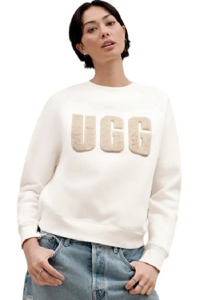 UGG MADELINE FUZZY LOGO CREWNECK ΜΠΛΟΥΖΑ ΦΟΥΤΕΡ ΓΥΝΑΙΚΕΙΑ WHITE