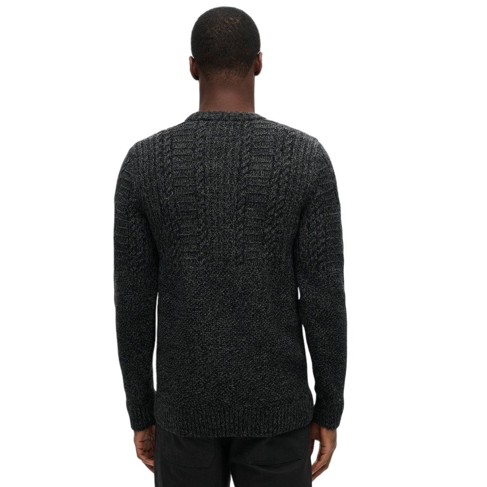 SUPERDRY D1 OVIN JACOB CABLE JUMPER ΜΠΛΟΥΖΑ ΠΛΕΚΤΗ ΑΝΔΡΙΚΗ BLACK