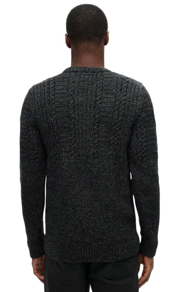 SUPERDRY D1 OVIN JACOB CABLE JUMPER ΜΠΛΟΥΖΑ ΠΛΕΚΤΗ ΑΝΔΡΙΚΗ BLACK