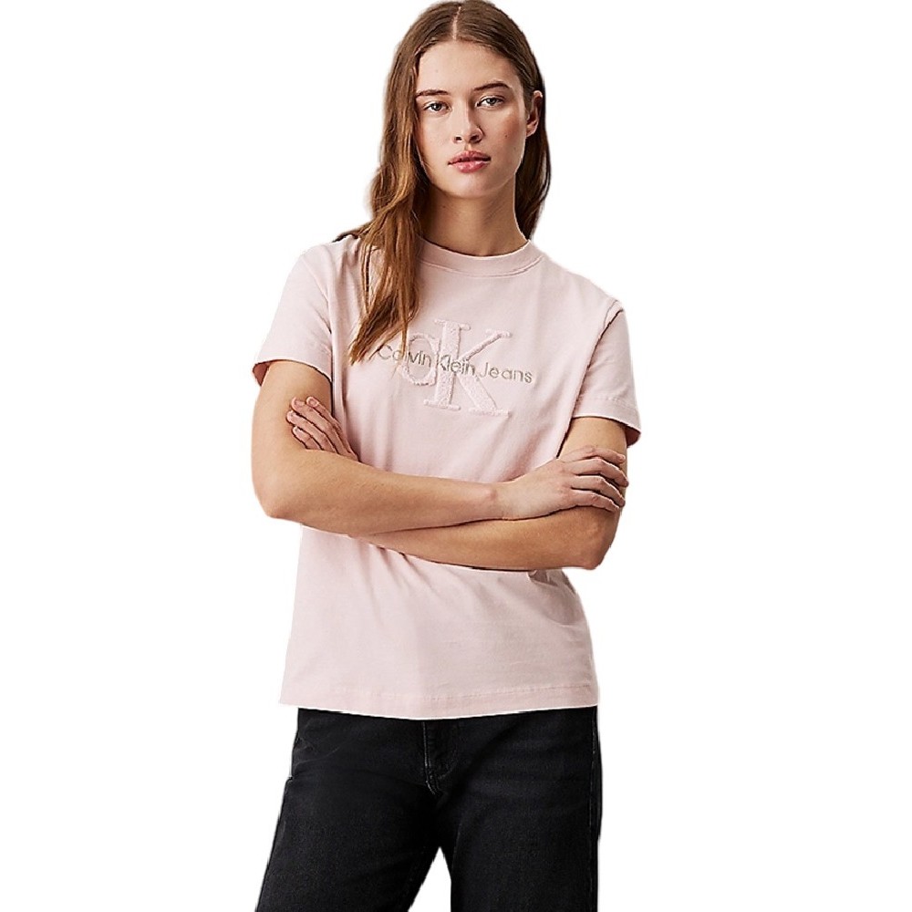 CALVIN KLEIN JEANS CHENILLE MONOLOGO REGULAR TEE T-SHIRT ΜΠΛΟΥΖΑ ΓΥΝΑΙΚΕΙΑ PEACH