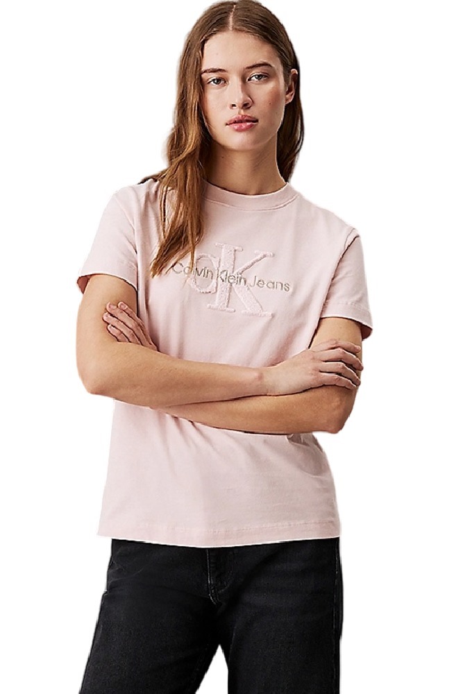 CALVIN KLEIN JEANS CHENILLE MONOLOGO REGULAR TEE T-SHIRT ΜΠΛΟΥΖΑ ΓΥΝΑΙΚΕΙΑ PEACH