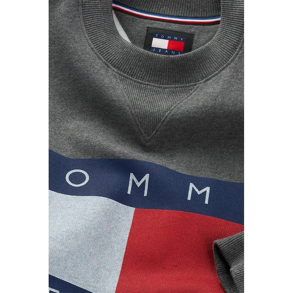 TOMMY HILFIGER RLX MELANGE FLAG CREW ΜΠΛΟΥΖΑ ΦΟΥΤΕΡ ΑΝΔΡΙΚΗ ΑΝΔΡΙΚΗ GREY