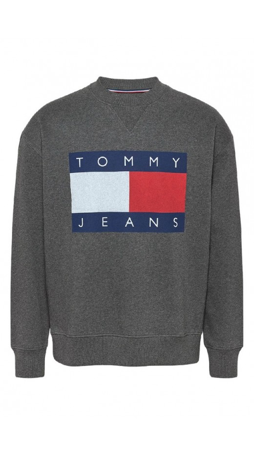 TOMMY HILFIGER RLX MELANGE FLAG CREW ΜΠΛΟΥΖΑ ΦΟΥΤΕΡ ΑΝΔΡΙΚΗ GREY