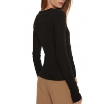 CALVIN KLEIN JEANS WOVEN LABEL RIB LONG SLEEVE ΜΠΛΟΥΖΑ ΓΥΝΑΙΚΕΙΑ BLACK