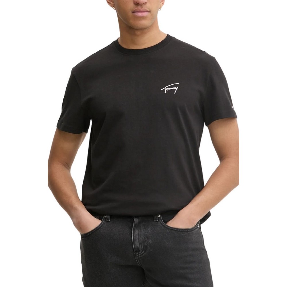 TOMMY JEANS REG SIGNATURE TEE EXT T-SHIRT ΜΠΛΟΥΖΑ ΑΝΔΡΙΚΗ BLACK