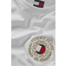 TOMMY JEANS REG TOMMY CREST TEE T-SHIRT ΜΠΛΟΥΖΑ ΝΑΔΡΙΚΗ WHITE