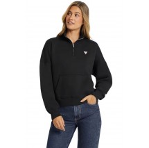 GUESS JEANS  HALF ZIP OS MINI ΜΠΛΟΥΖΑ ΦΟΥΤΕΡ ΓΥΝΑΙΚΕΙΑ BLACK