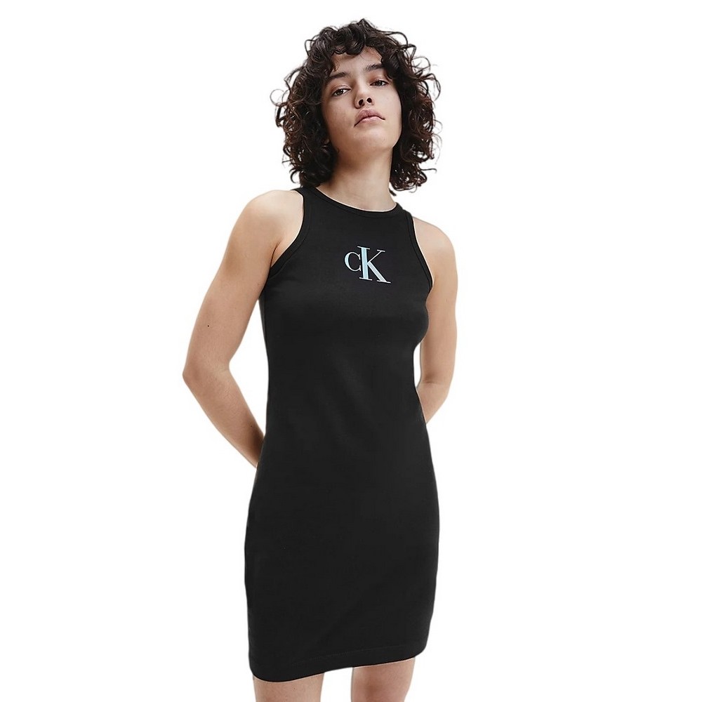 CALVIN KLEIN JEANS GRADIENT CK RACER BACK DRESS BLACK