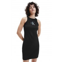 CALVIN KLEIN JEANS GRADIENT CK RACER BACK DRESS BLACK