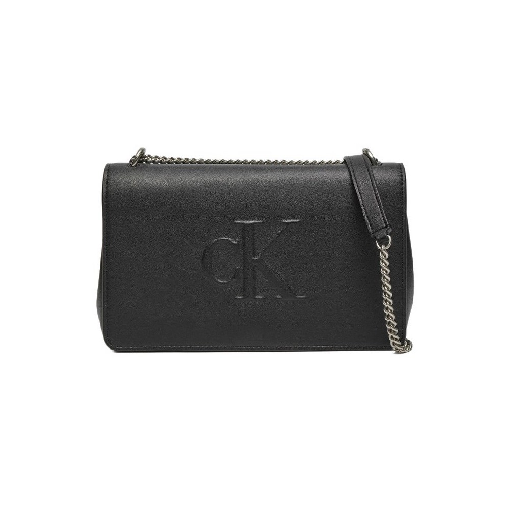 CALVIN KLEIN JEANS EW FLAP25 DEBOSS ΤΣΑΝΤΑ ΓΥΝΑΙΚΕΙΑ BLACK