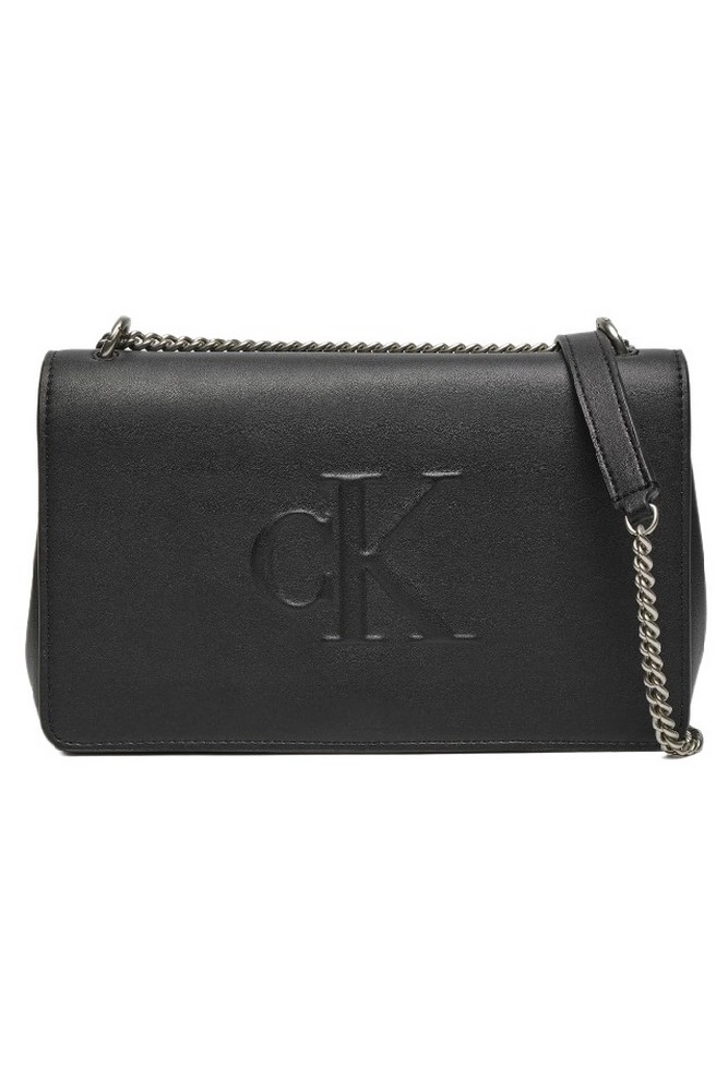 CALVIN KLEIN JEANS EW FLAP25 DEBOSS ΤΣΑΝΤΑ ΓΥΝΑΙΚΕΙΑ BLACK