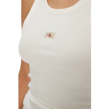 CALVIN KLEIN JEANS WOVEN LABEL RIB TANK TOP ΤΟΠ ΓΥΝΑΙΚΕΙΟ BRIGHT WHITE