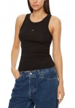 CALVIN KLEIN JEANS WOVEN LABEL RIB TANK TOP ΤΟΠ ΓΥΝΑΙΚΕΙΟ BLACK