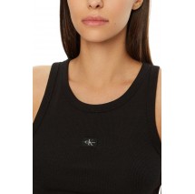 CALVIN KLEIN JEANS WOVEN LABEL RIB TANK TOP ΤΟΠ ΓΥΝΑΙΚΕΙΟ BLACK