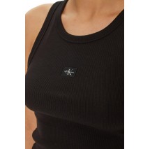 CALVIN KLEIN JEANS WOVEN LABEL RIB TANK TOP ΤΟΠ ΓΥΝΑΙΚΕΙΟ BLACK