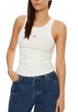 CALVIN KLEIN JEANS WOVEN LABEL RIB TANK TOP ΤΟΠ ΓΥΝΑΙΚΕΙΟ BRIGHT WHITE