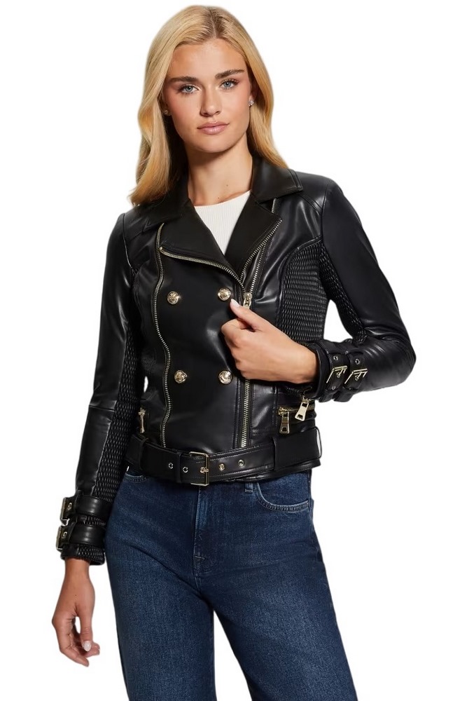 GUESS MYLA MOTO JACKET ΜΠΟΥΦΑΝ ΓΥΝΑΙΚΕΙΟ BLACK