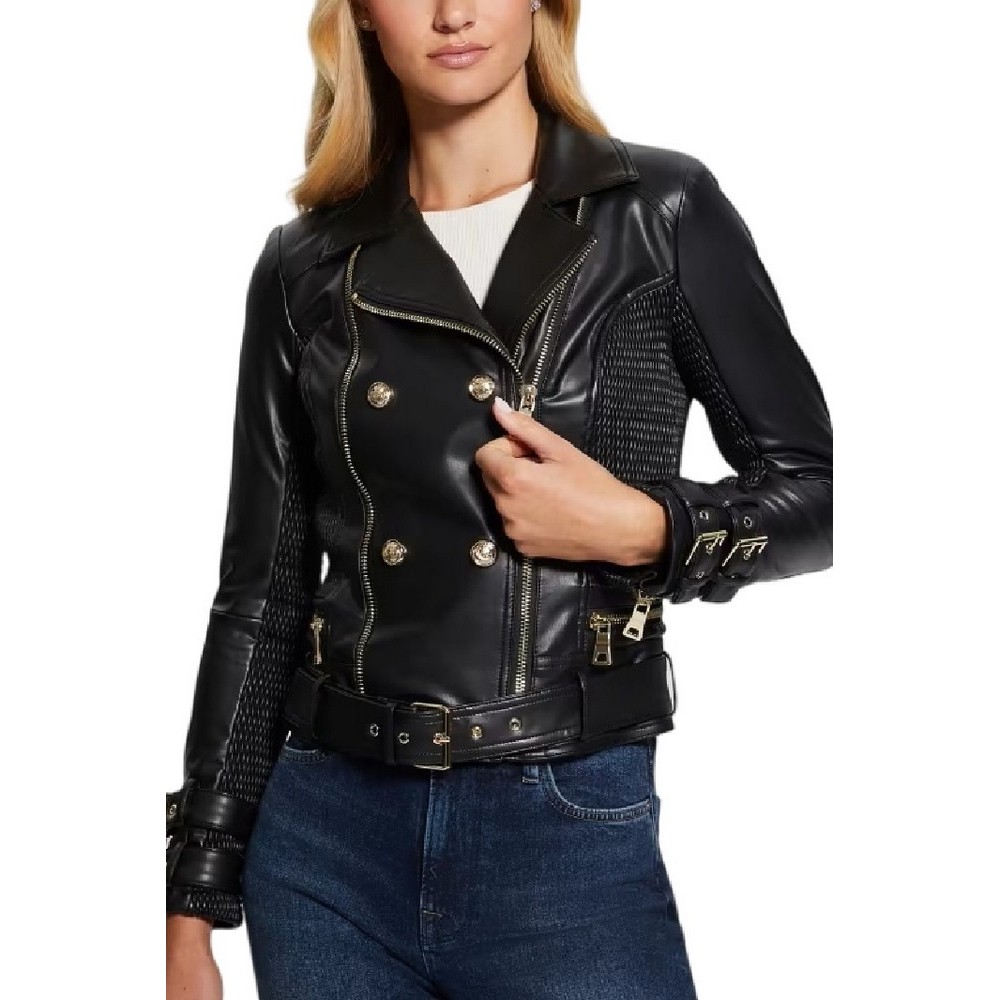 GUESS MYLA MOTO JACKET ΜΠΟΥΦΑΝ ΓΥΝΑΙΚΕΙΟ BLACK