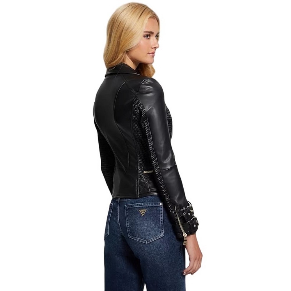 GUESS MYLA MOTO JACKET ΜΠΟΥΦΑΝ ΓΥΝΑΙΚΕΙΟ BLACK