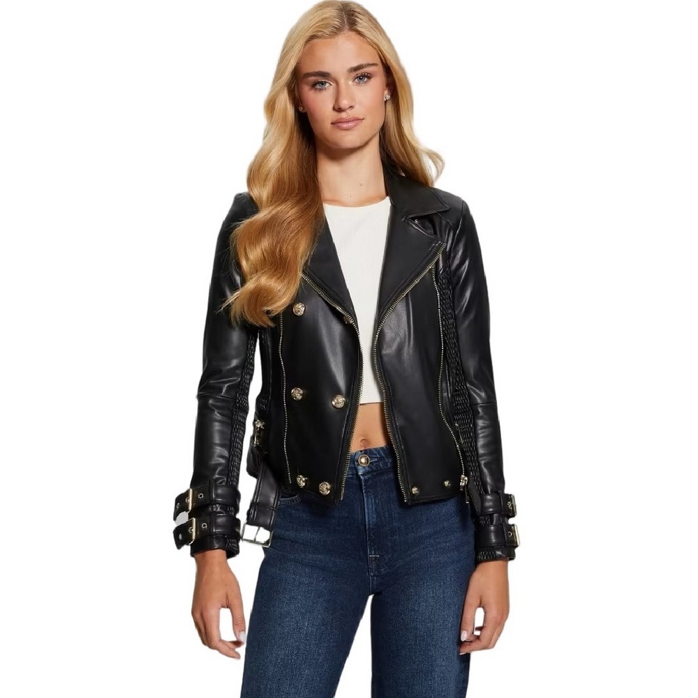 GUESS MYLA MOTO JACKET ΜΠΟΥΦΑΝ ΓΥΝΑΙΚΕΙΟ BLACK