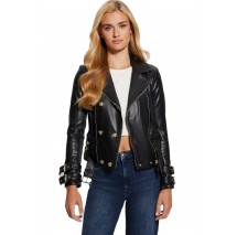 GUESS MYLA MOTO JACKET ΜΠΟΥΦΑΝ ΓΥΝΑΙΚΕΙΟ BLACK