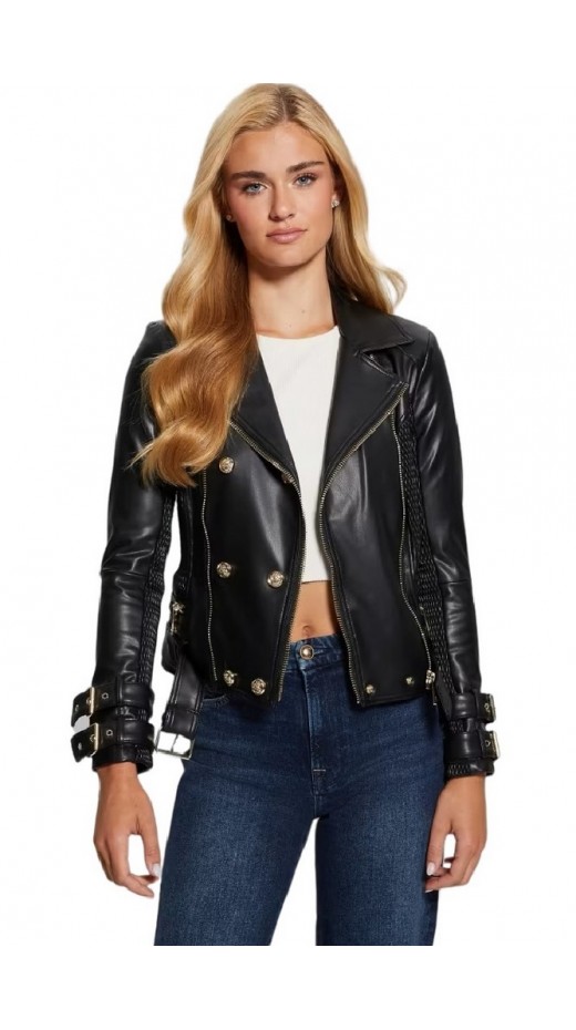 GUESS MYLA MOTO JACKET ΜΠΟΥΦΑΝ ΓΥΝΑΙΚΕΙΟ BLACK