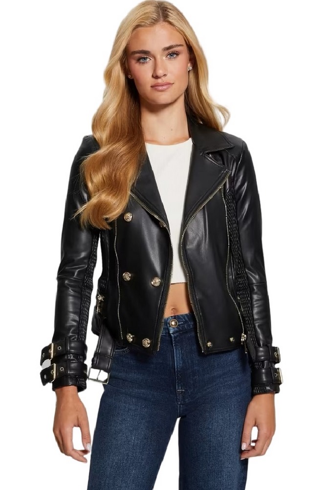 GUESS MYLA MOTO JACKET ΜΠΟΥΦΑΝ ΓΥΝΑΙΚΕΙΟ BLACK