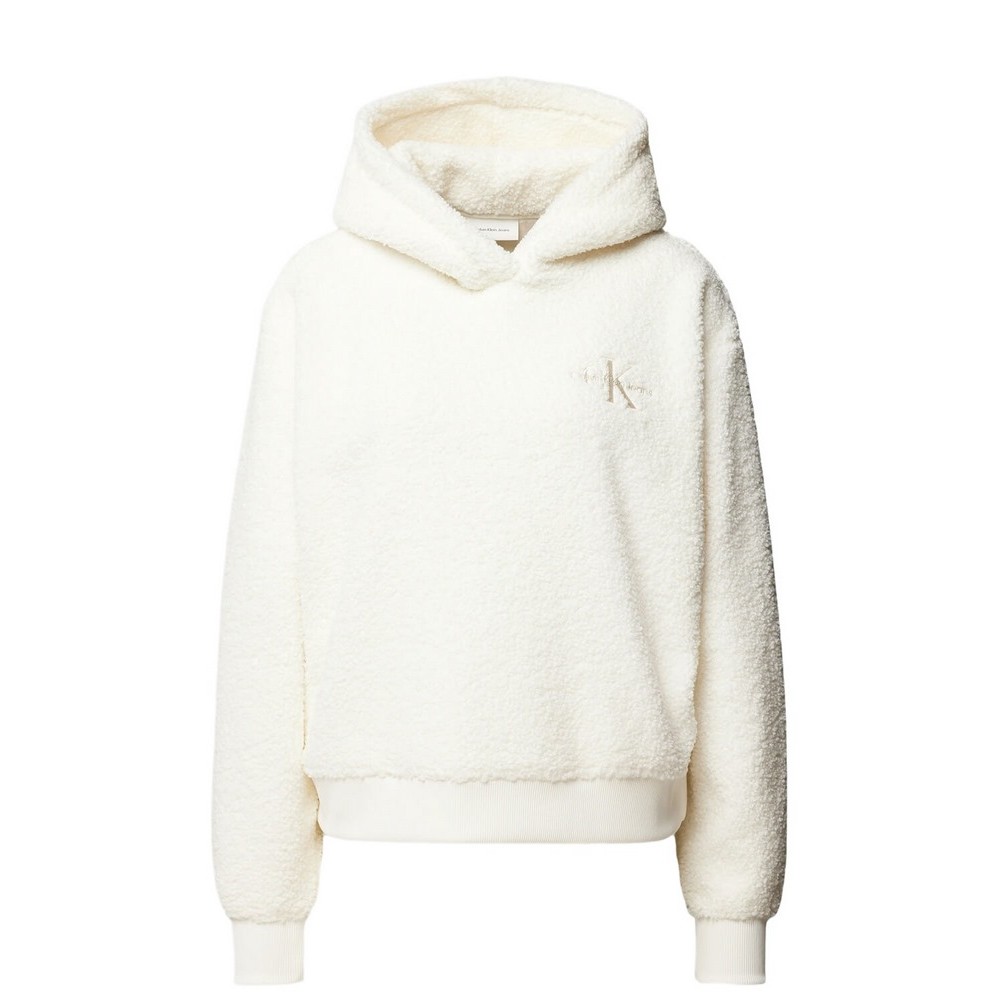 CALVIN KLEIN JEANS SHERPA HOODIE ΜΠΛΟΥΖΑ ΦΟΥΤΕΡ ΓΥΝΑΙΚΕΙΑ IVORY