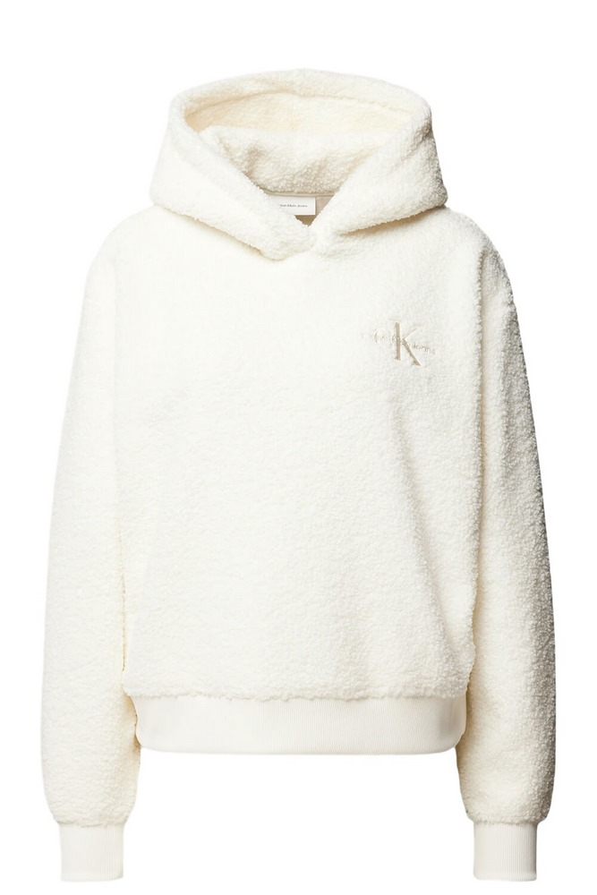 CALVIN KLEIN JEANS SHERPA HOODIE ΜΠΛΟΥΖΑ ΦΟΥΤΕΡ ΓΥΝΑΙΚΕΙΑ IVORY