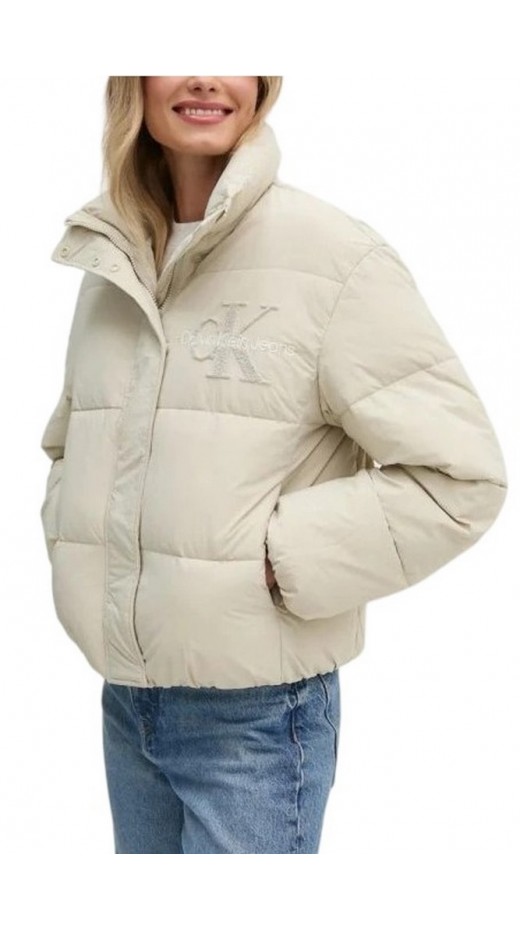 CALVIN KLEIN JEANS CHENILLE MONOLOGO PUFFER ΜΠΟΥΦΑΝ ΓΥΝΑΙΚΕΙΟ IVORY