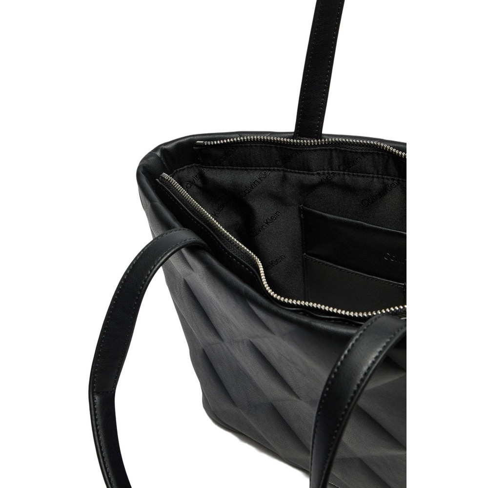 CALVIN KLEIN DIAMOND QUILT MEDIUM SHOPPER ΤΣΑΝΤΑ ΓΥΝΑΙΚΕΙΑ BLACK