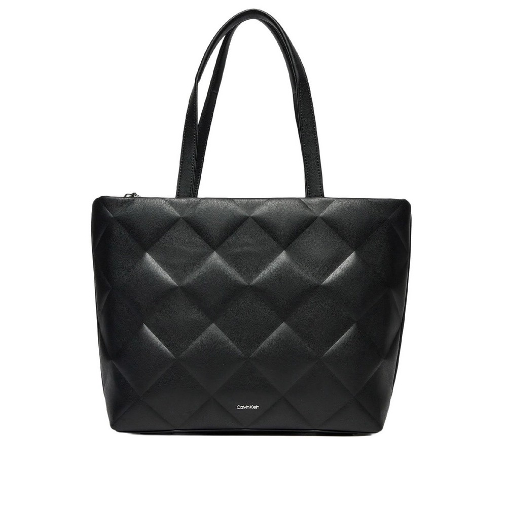 CALVIN KLEIN DIAMOND QUILT MEDIUM SHOPPER ΤΣΑΝΤΑ ΓΥΝΑΙΚΕΙΑ BLACK