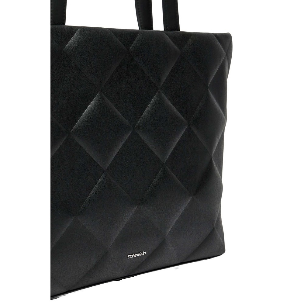 CALVIN KLEIN DIAMOND QUILT MEDIUM SHOPPER ΤΣΑΝΤΑ ΓΥΝΑΙΚΕΙΑ BLACK