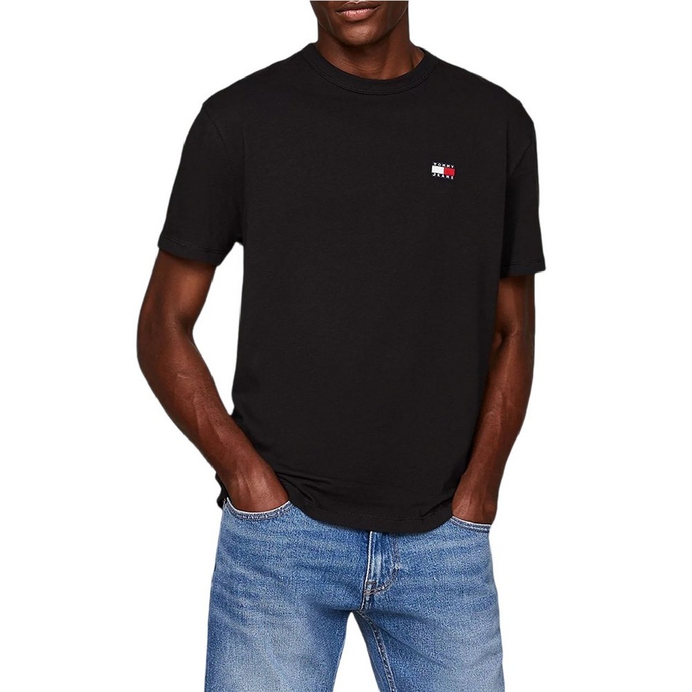 TOMMY HILFIGER REG LGTWEIGHT BADGE TEE T-SHIRT ΜΠΛΟΥΖΑ ΑΝΔΡΙΚΗ BLACK