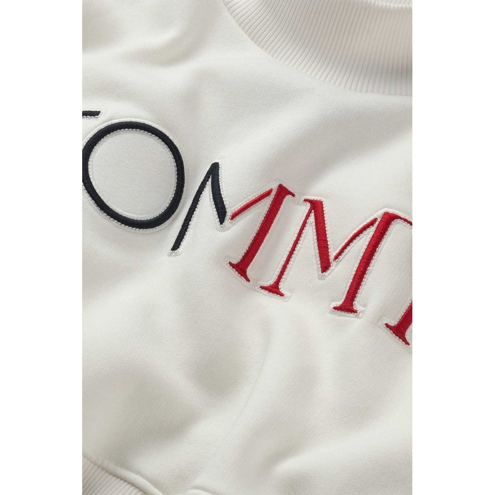 TOMMY JEANS CROP RWB TOMMY HOODIE ΦΟΥΤΕΡ ΜΠΛΟΥΖΑ ΓΥΝΑΙΚΕΙΑ WHITE