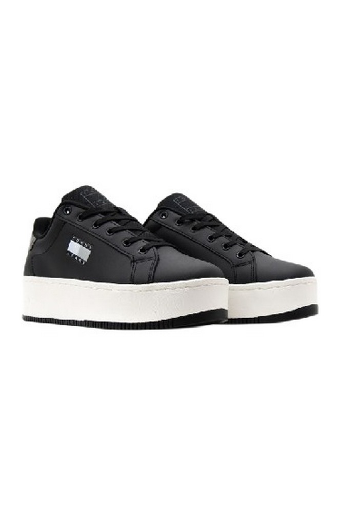 TOMMY HILFIGER TJW FLATFORM SNEAKER METALLIC ΠΑΠΟΥΤΣΙ ΓΥΝΑΙΚΕΙΟ BLACK/WHITE