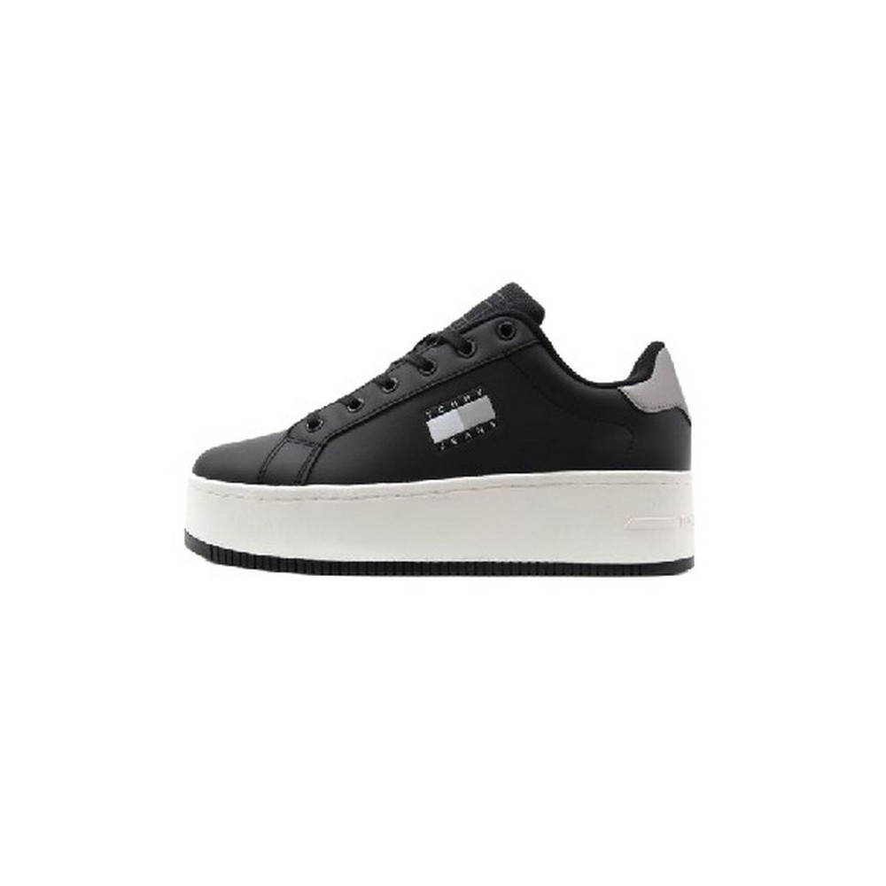 TOMMY HILFIGER TJW FLATFORM SNEAKER METALLIC ΠΑΠΟΥΤΣΙ ΓΥΝΑΙΚΕΙΟ BLACK/WHITE